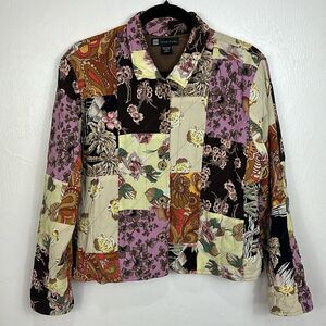 Casual Studio Vintage Patchwork Floral Print Button Up Jacket Size M